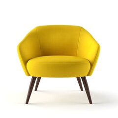 Yellow modern chair isolated on white background, ai generated