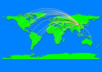 Naklejka premium Vibrant Lanzhou, China map - Export concept map for Lanzhou, China on World map. Suitable for export concepts. File is suitable for digital editing and prints of all sizes.