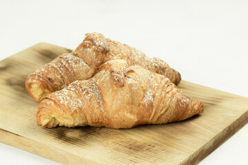 Croissants for breakfast. Delicious breakfast with fresh croissants