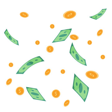 Coins and dollars vector