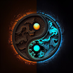 Obraz na płótnie Canvas Symbol of yin and yang, techno style