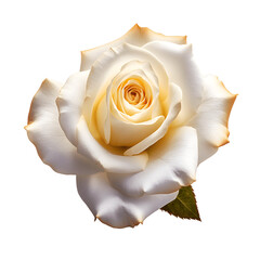 White, gold rose isolated on transparent background. AI Generated