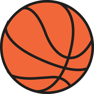 Basketball black icon. Outline and filled vector sign. Sports equipment symbol. Line and glyph version.
