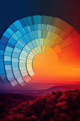Fototapeta premium Dusk's Symphony: The Dance of Colors, created with Generative Al technology.