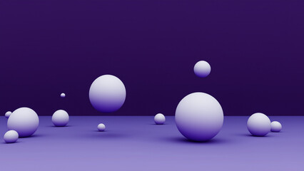 Floating spheres 3d rendering empty space