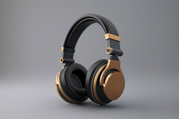 Naklejka premium Black headphones on white background. Ai generative.
