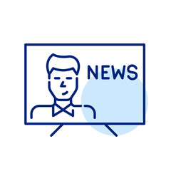 TV channel. Man presenting news. Pixel perfect, editable stroke simple icon