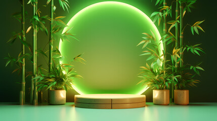 Luxury display background decorated with leaves