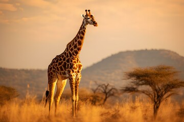 giraffe at sunset