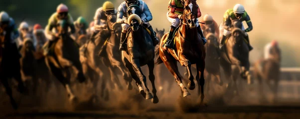 Poster Im Rahmen Horse Jocies Racing, Moving Rapidly, Generative AI © HRTNT Media