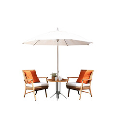 A Patio Furniture Set With A Table Chairs and Umbrella on a Transparent Background, Generative AI