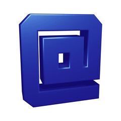 Blue email or at symbol design in 3d rendering