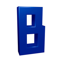 Blue alphabet letter b in 3d rendering for education, text concept
