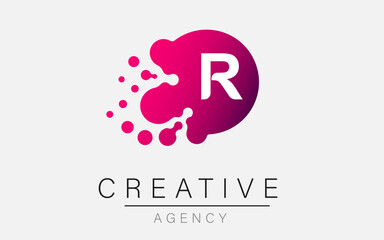 logo of the letters R. R is a letter vector design with dots
