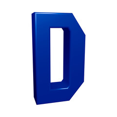 Blue alphabet letter d in 3d rendering for education, text concept