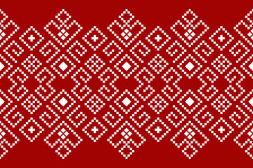 Red traditional ethnic pattern paisley flower Ikat background abstract Aztec African Indonesian Indian seamless pattern for fabric print cloth dress carpet curtains and sarong