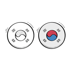 Hand Drawn Korea Flag Icon Vector Design.
