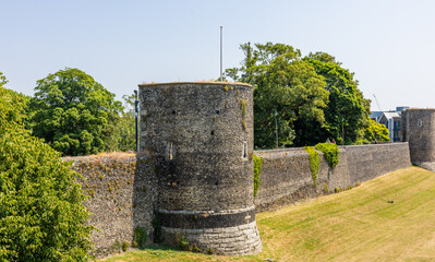 Canterbury town walls, district of Kent England. . The wall built in the late fourteenth and...
