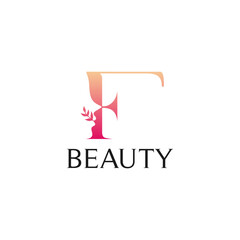 letter f vector logo design with negative space blend form woman face