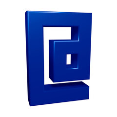 Blue email or at symbol design in 3d rendering