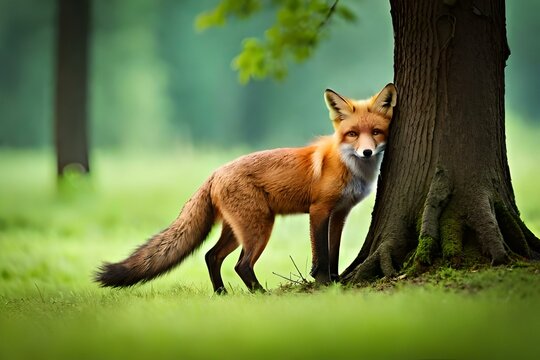 red fox with tree