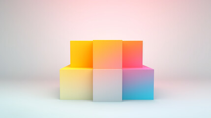 Rainbow presentation background AI generated with colorful cubes, backdrop banner with copy space and warm background