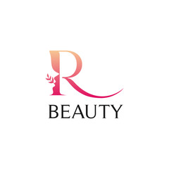 letter r vector logo design with negative space blend form woman face