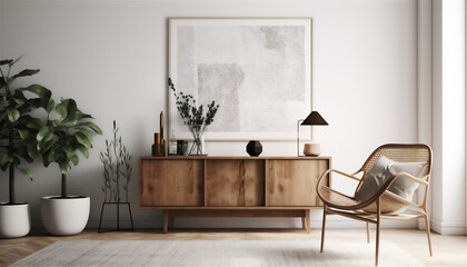 Close up corner of home living room interior, minimalist design style