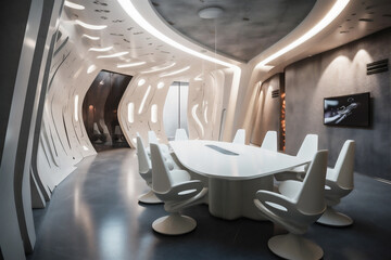 Stylish and futuristic meeting room interior