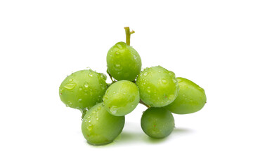 Unripe grapes isolated on the white background