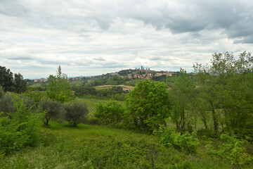 Fototapeta na wymiar Tuscany landscape. San Gimignano medieval town in Siena province, Italy