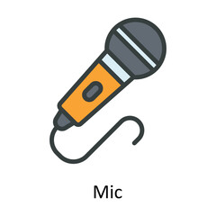 Mic   Vector Fill outline Icon Design illustration. Network and communication Symbol on White background EPS 10 File
