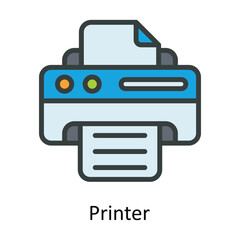 Printer  Vector Fill outline Icon Design illustration. Network and communication Symbol on White background EPS 10 File
