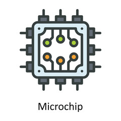 Microchip  Vector Fill outline Icon Design illustration. Network and communication Symbol on White background EPS 10 File
