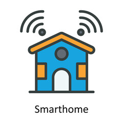 Smart home  Vector Fill outline Icon Design illustration. Network and communication Symbol on White background EPS 10 File
