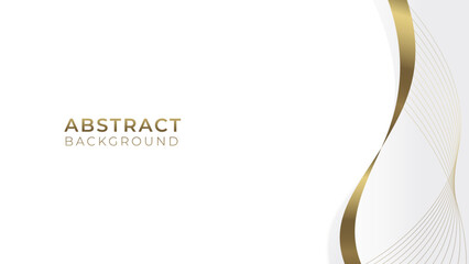 Vector abstract background, line art whiteand gold. Minimal, elegance on white background .Luxury concept. Vector template