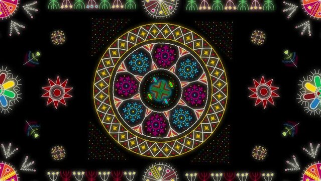 Mulgi animated pattern. Traditional Estonian embroidery pattern . Video motion graphic. Elegant loop design.