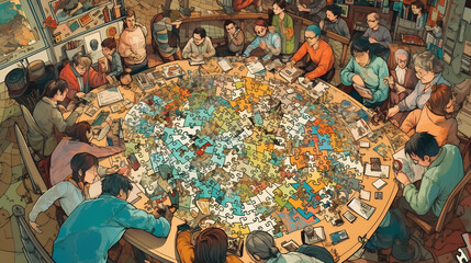 The Puzzle Unites: A Vibrant Tapestry of Teamwork and Collaboration generative AI