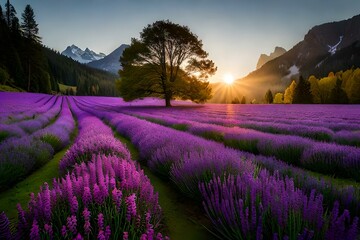 Obraz na płótnie Canvas lavender field at sunrise