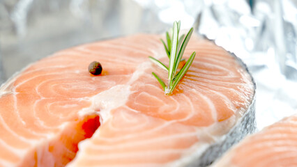 fresh salmon steak before cooking