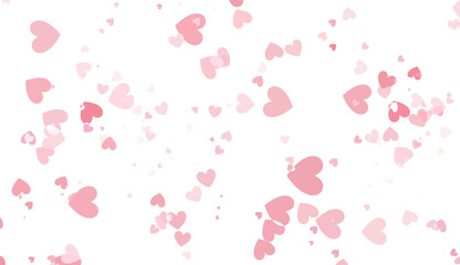 Seamless moving heart shapes on transparent background, graphics elements useful for holidays and wedding cards background. Seamless flying hearts. Png file.