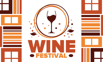 Wine Festival. For wine lovers. Wine tasting. Event for professionals in the wine industry. Winery, restaurants and bars. Trainings and master class for sommelier. Wineglass. Vector illustration