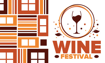 Wine Festival. For wine lovers. Wine tasting. Event for professionals in the wine industry. Winery, restaurants and bars. Trainings and master class for sommelier. Wineglass. Vector illustration