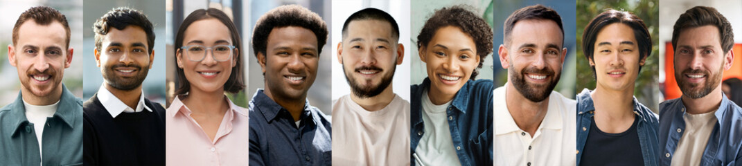 Fototapeta premium Portrait of multiracial different business people. Successful business, career, diversity concept. Group of smart smiling university students looking at camera
