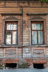 old window in wooden house
