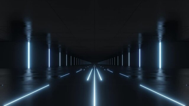 3d rendering of dark abstract sci-fi tunnel, Futuristic spaceship corridor. Loop animation.