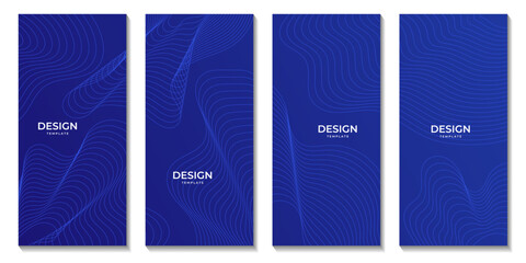 set of brochures abstract blue wavy background with lines
