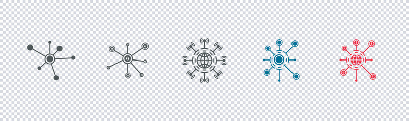 Business Network vector icon set. Social network  icon Flat Icon Solid style. Different style networking icon on transparent background.Vector illustration.
