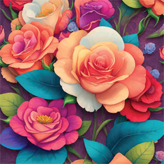 Enchanting and Colorful Flower Pattern in Vector Artwork
