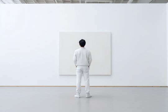 A painter looking at a blank canvas wallpaper. generative AI